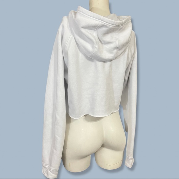 Adidas white cropped hoodie with black graphic logo M - Picture 4 of 5